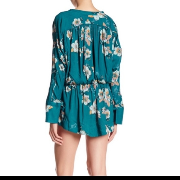 Free People Tuscan Dream floral blue boho tunic - Picture 2 of 10